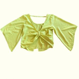 FAVLUX Neon Yellow / Green Bell Sleeve Crop Top